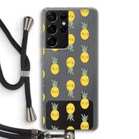 Ananas: Samsung Galaxy S21 Ultra Transparant Hoesje met koord