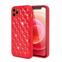 iPhone 12 Pro hoesje - Backcover - Luxe - Diamantpatroon - TPU - Rood - thumbnail