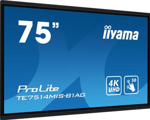 iiyama TE7514MIS-B1AG beeldkrant Interactief flatscreen 190,5 cm (75") LCD Wifi 435 cd/m² 4K Ultra HD Zwart Touchscreen Type processor Android 24/7