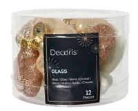 Decoris Kerstballen set Glas mini parel 12st