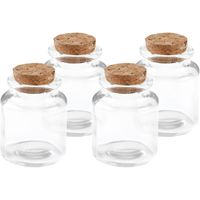4x Mini glazen flesjes/potjes 5 x 6 met kurk dop