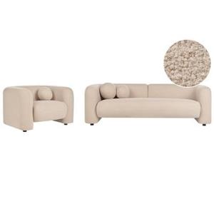 Beliani - LEIREN - Woonkamerset 4-zits - Beige - Bouclé