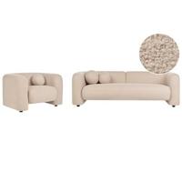 Beliani - LEIREN - Woonkamerset 4-zits - Beige - Bouclé