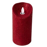 LED kaars/stompkaars - rood - H15 cm - met glitters