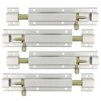 AMIG schuifslot/plaatgrendel - 4x - aluminium - 25cm - wit - incl schroeven - deur - raam