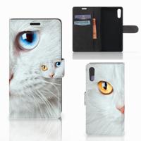 Sony Xperia XZ | Sony Xperia XZs | Telefoonhoesje | Met pasjeshouder | Witte Kat