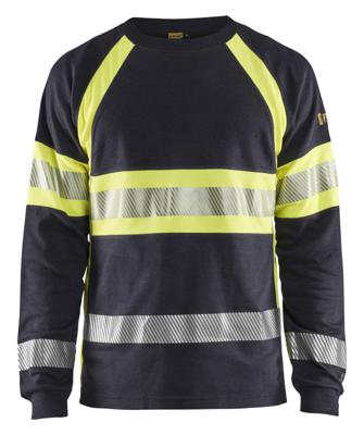 Blåkläder Vlamvertragend T-Shirt lange mouwen 34841761 | Marine/High-Vis Geel | Maat XS - 7330509725580