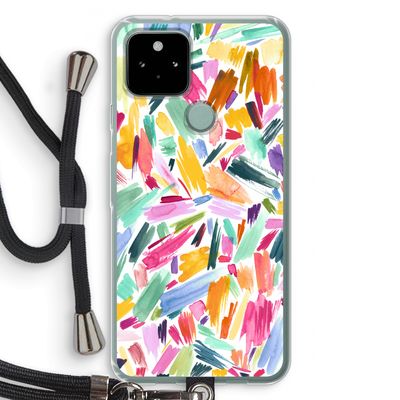 Watercolor Brushstrokes: Pixel 5 Transparant Hoesje met koord