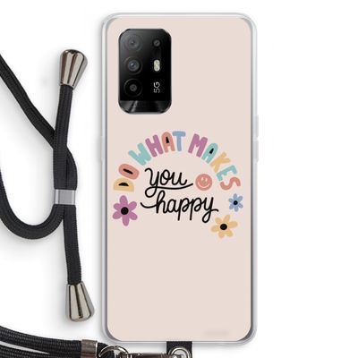 Happy days: Oppo A94 5G Transparant Hoesje met koord