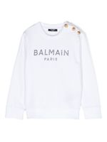 Balmain Kids sweat en coton à logo strassé - Blanc - thumbnail