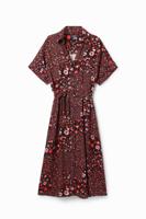 Midi-overhemdjurk bloemen - BLACK - L