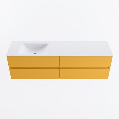 MONDIAZ VICA 170cm badmeubel onderkast Ocher 4 lades. Wastafel CLOUD links zonder kraangat, kleur Talc.