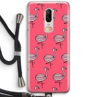 Flamingo: OnePlus 6 Transparant Hoesje met koord