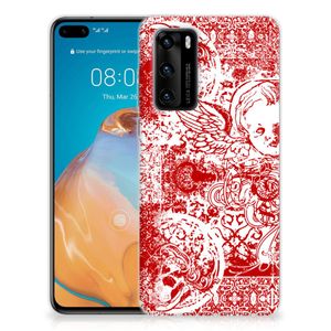 Silicone Back Case Huawei P40 Angel Skull Rood