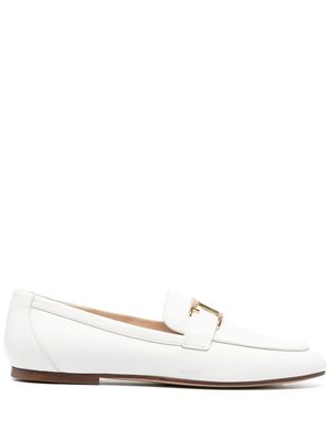 Tod's mocassins en cuir à plaque logo T - Blanc