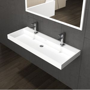 Wastafel Sanilux 120x47x8 cm Solid Surface Met Enkele Wasbak Sanilux