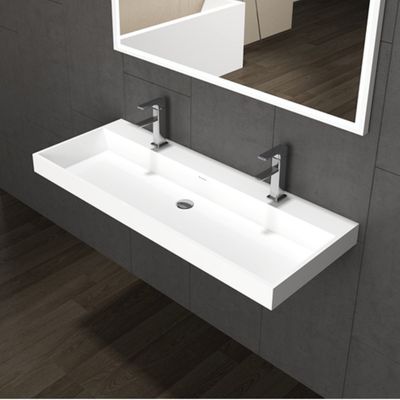 Wastafel Sanilux 120x47x8 cm Solid Surface Met Enkele Wasbak Sanilux
