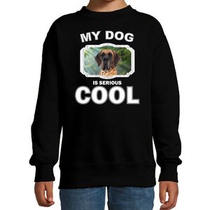 Honden liefhebber trui / sweater Deense dog my dog is serious cool zwart voor kinderen