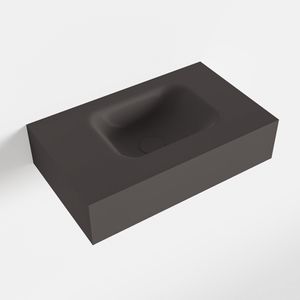 MONDIAZ LEX Dark_grey vrijhangende solid surface wastafel 50cm. Positie wasbak rechts