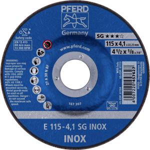 PFERD 62211423 E 115-4,1 SG INOX Afbraamschijf gebogen Diameter 115 mm Boordiameter 22.23 mm RVS 10 stuk(s)