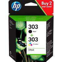 303 zwarte/drie-kleuren inktcartridges - 2-pack Inkt