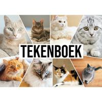 Bellatio Decorations schetsboek- tekenboek - kleurboek - A4 - Katten