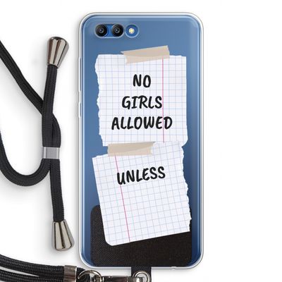 No Girls Allowed Unless: Honor 10 Transparant Hoesje met koord