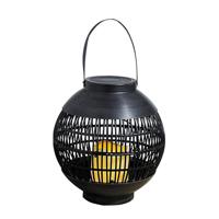 Rotan lampionnen/hanglantaarns - zwart - 23 cm - solar tuinverlichting Rotan lampionnen/hanglantaarns - zwart - 23 cm - solar tuinverlichting