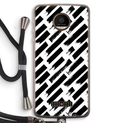 Zwarte vegen: Motorola Moto Z Force Transparant Hoesje met koord