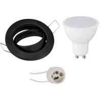 LED Inbouw Spot Set GU10 - Mat Zwart - 4W - 6400K Koud Wit - Kantelbaar