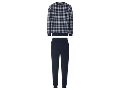 LIVERGY Heren fleece pyjama (S, donkerblauw/grijs/geruit)