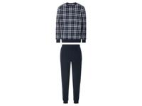 LIVERGY Heren fleece pyjama (donkerblauw/grijs/geruit, M)
