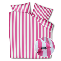 Dekbedovertrek Katoen Annefleur Roze Strepen 200x200 Cm Fresh And Co - Dekbed-Discounter.nl