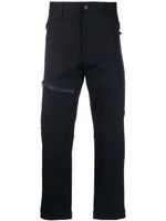 Moncler logo-patch twill tapered-leg trousers - Bleu