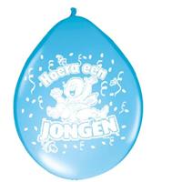 Basic Ballonnen hoera een jongen, 8st. - thumbnail