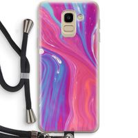 Paarse stroom: Samsung Galaxy J6 (2018) Transparant Hoesje met koord
