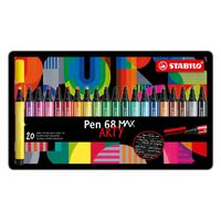 STABILO Pen 68 MAX ARTY Viltstift Met Dikke Beitelpuntetui 20 Kleuren - thumbnail
