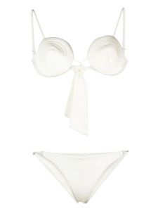 Noire Swimwear bikini à détails de coutures - Blanc