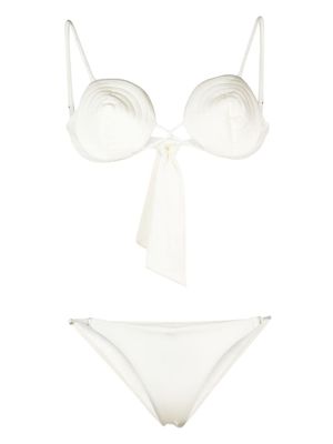 Noire Swimwear bikini à détails de coutures - Blanc