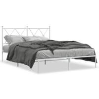 Bedframe met hoofdbord metaal wit 140x190 cm