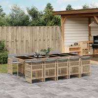 11-delige Tuinset met kussens poly rattan grijs