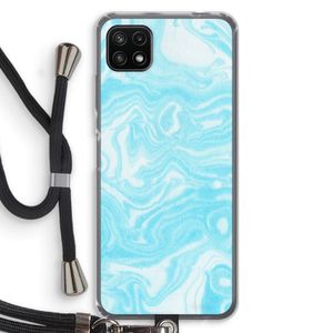 Waterverf blauw: Samsung Galaxy A22 5G Transparant Hoesje met koord