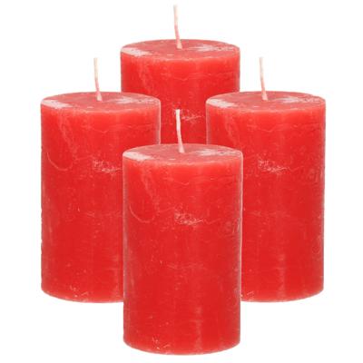 Atmosphera Stompkaars/cilinderkaars - 4x - rood - 5 x 8 cm - klein rustiek model Atmosphera Stompkaars/cilinderkaars - 4x - rood - 5 x 8 cm - klein rustiek model