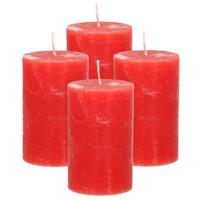 Atmosphera Stompkaars/cilinderkaars - 4x - rood - 5 x 8 cm - klein rustiek model