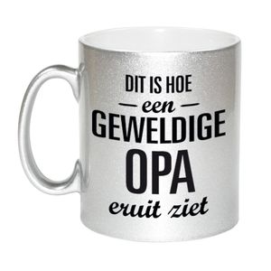 Zilveren geweldige opa cadeau koffiemok / theebeker 330 ml