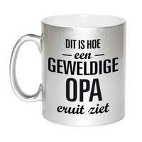 Zilveren geweldige opa cadeau koffiemok / theebeker 330 ml