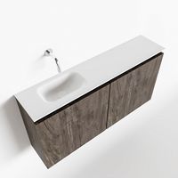 Toiletmeubel Mondiaz Ture | 100 cm | Meubelkleur Dark brown | Eden wastafel Talc Links | Zonder kraangat