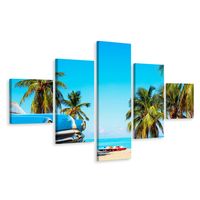 Schilderij - Varadero beach, Cuba, 5 luik, Premium Print - thumbnail