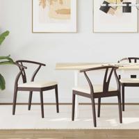 Eetkamerstoel 2 pcs Lichtbruin en Licht Massief Rubberhout