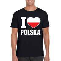 Zwart I love Polen fan shirt heren